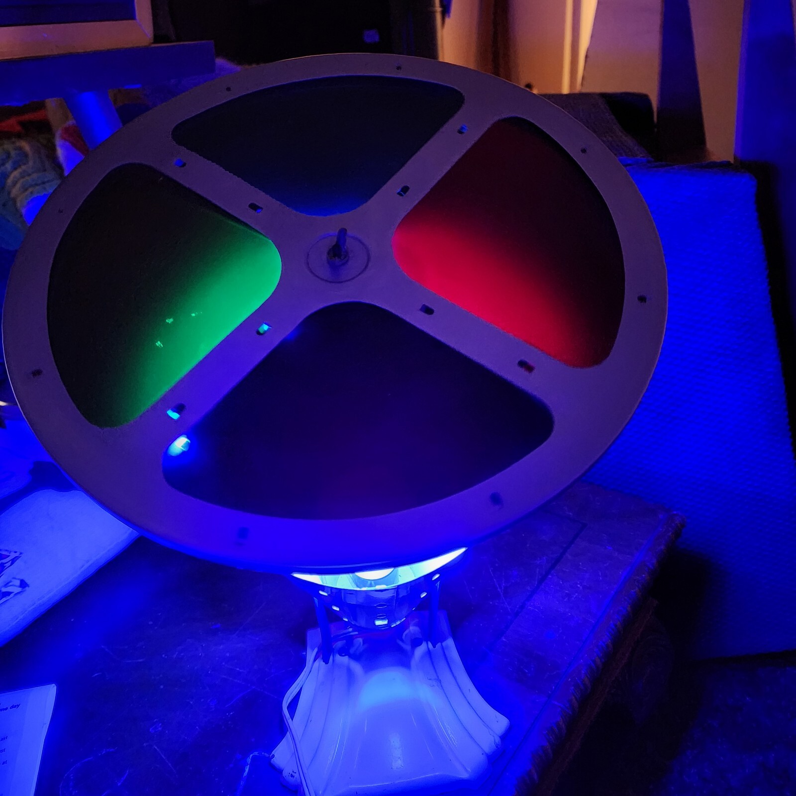 Mid Century Aluminum Christmas Tree Rotating Color Wheel With Foil