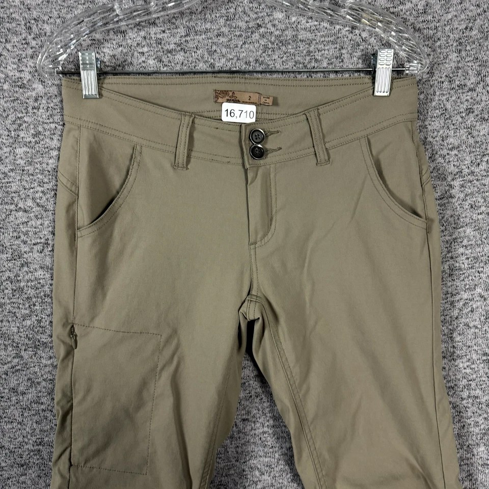 Pantalones de Senderismo PrAna Para Mujer 2 Regulares Halle Convertibles Nylon Elastizados Beige Foto 3 de 4