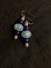 Light Blue Murano Bead And Lapis Lazuli Bead Earrings 