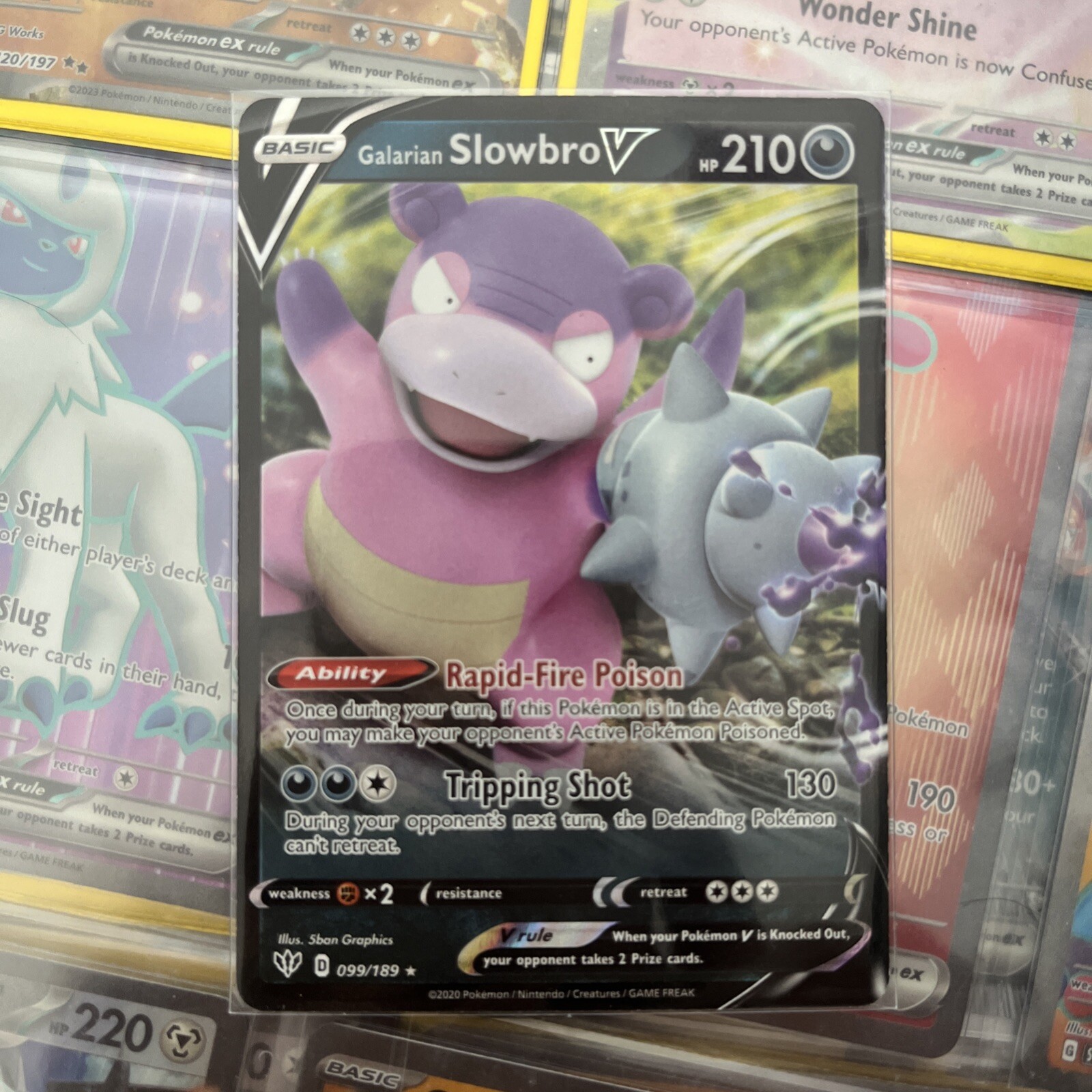 Pokemon Galarian Slowbro V 099/189 Darkness Ablaze Ultra Rare Holo NM