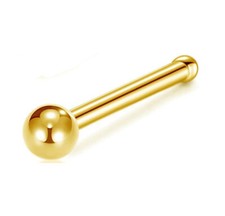 PAIR 20G GOLD STEEL 2MM BALL NOSE STUD BONES DIMPLE PINS RINGS NOSTRIL PIERCING