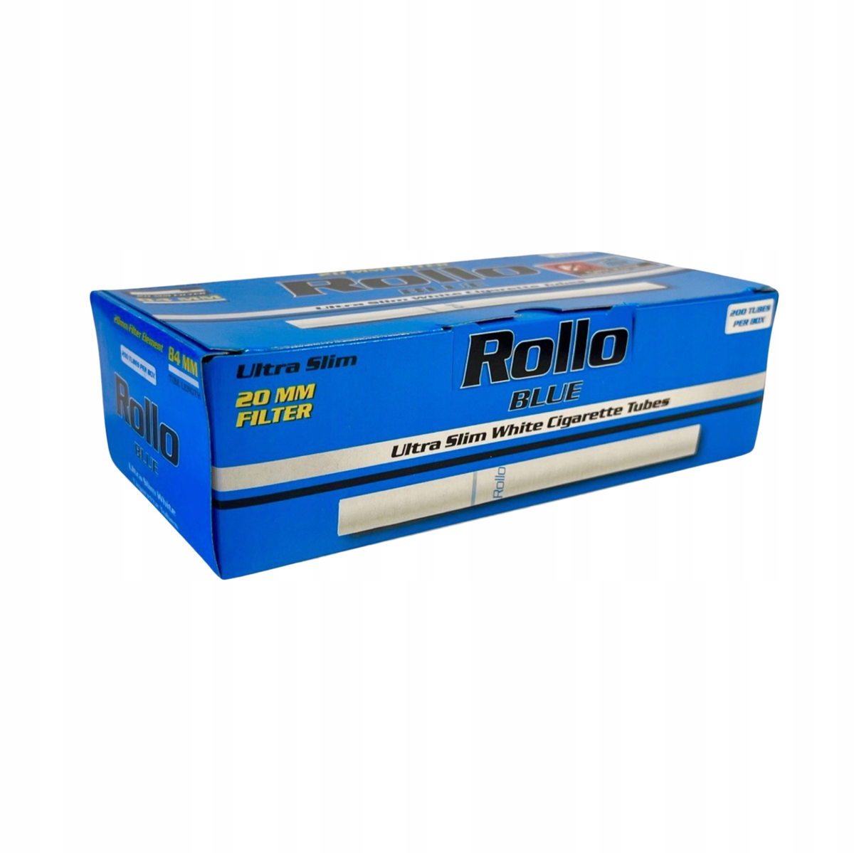 athey non filter cigarette tubes Rollo BLUE Ultra Slim 6.5mm Empty Filter Tubes 20mm filter long 2x200  (400ct.)