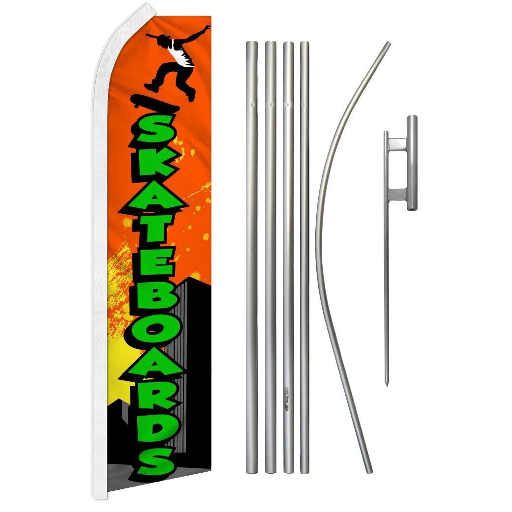 Skateboards Super Swooper Flag & Flag Pole Kit & Ground Spike