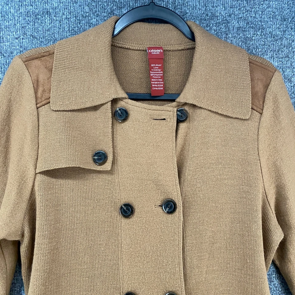 Chaqueta Olsen Europe Mujer 8 Lana Doble Pecho Trench Coat Preppy Chic Plumero Foto 2 de 4