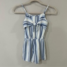 Abercrombie Kids Blue White Striped Sleeveless Romper Girls Youth Size 9/10