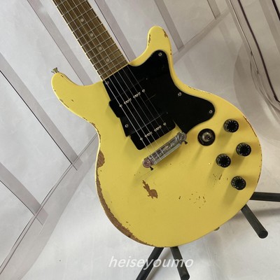 LP Yellow Electric Guitar DCPro w/WrapAround Bridge/P-9Os Handmade retro ruins