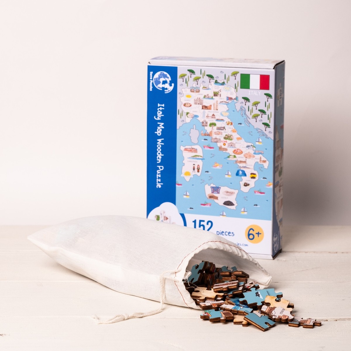 Puzzle Larsen Mappa Italia Con Animali - 26-99 Pezzi, 29x37 Cm - Per Bambini 3+