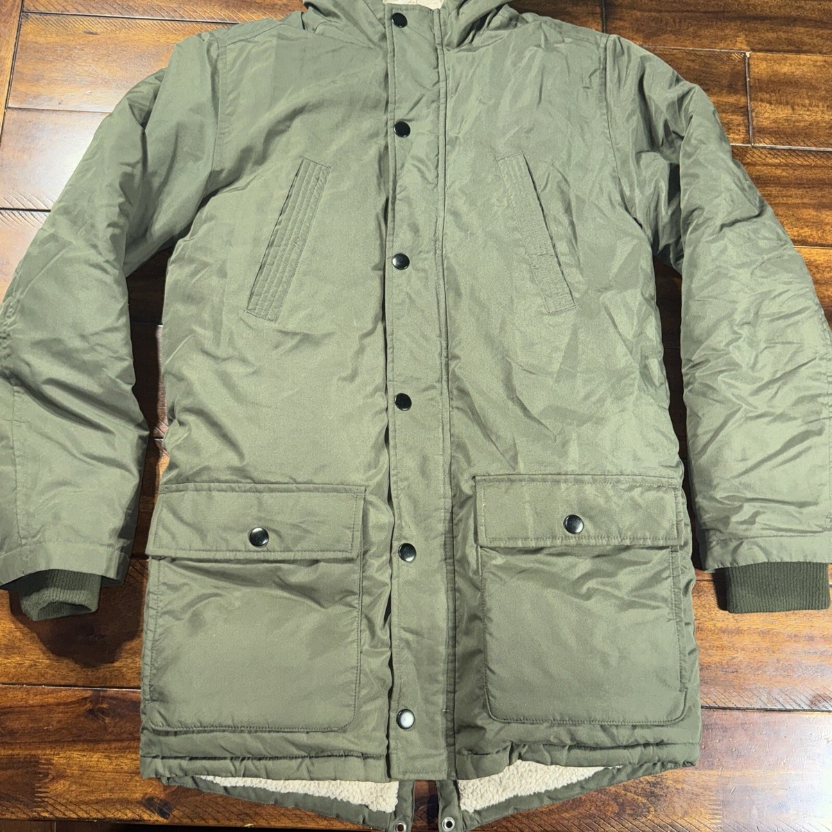 OLd Navy Green winter jacket hooded faux fur Sherpa lined XXL 18
