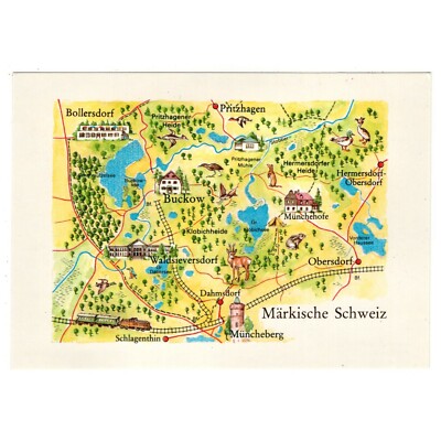 Postcard Märkische Schweiz with a ''map'', map, area map