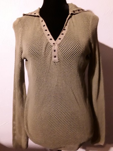 Oleg Cassini Sport Damen Oberteil olivgrün Mesh Netz: Gr. S - Bild 2 von 6