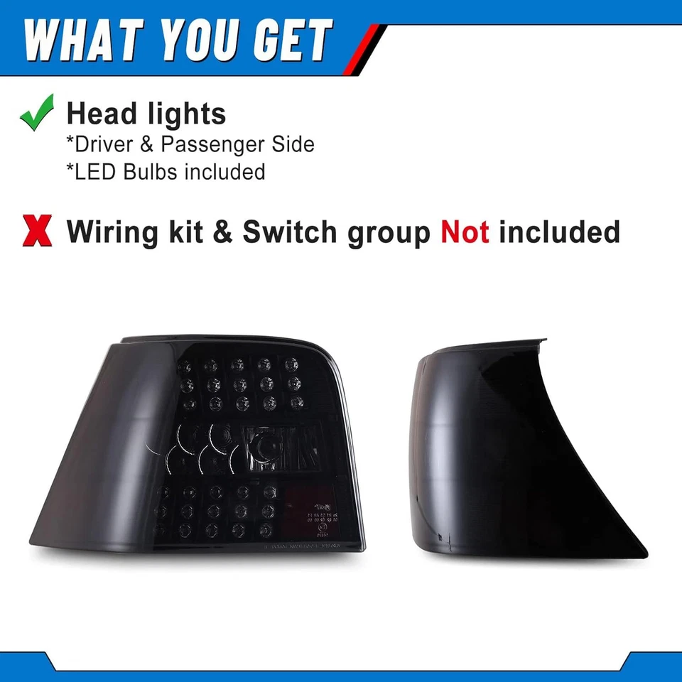 Luces traseras LED para Volkswagen Golf GTI MK4 1999-2004 reemplazar luces traseras L+R Foto 3 de 4