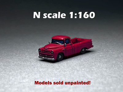 N Scale (1:160)  Two (2) UNPAINTED 1957 Dodge Sweptside pickup  - NOT A  TOY!