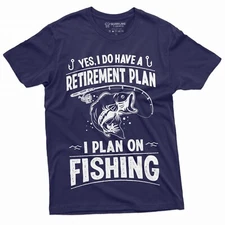 Retirement Plan Fishing T-shirt Mens Funny Retired Grandpa Dad Husband Tee Shirt