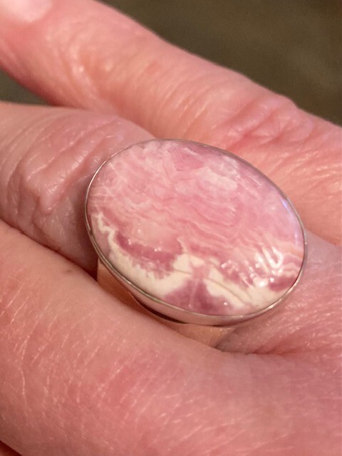 Desert Rose Trading Sterling Silver 925 Carved Rhodochrosite Ring Size 6.5 View 2