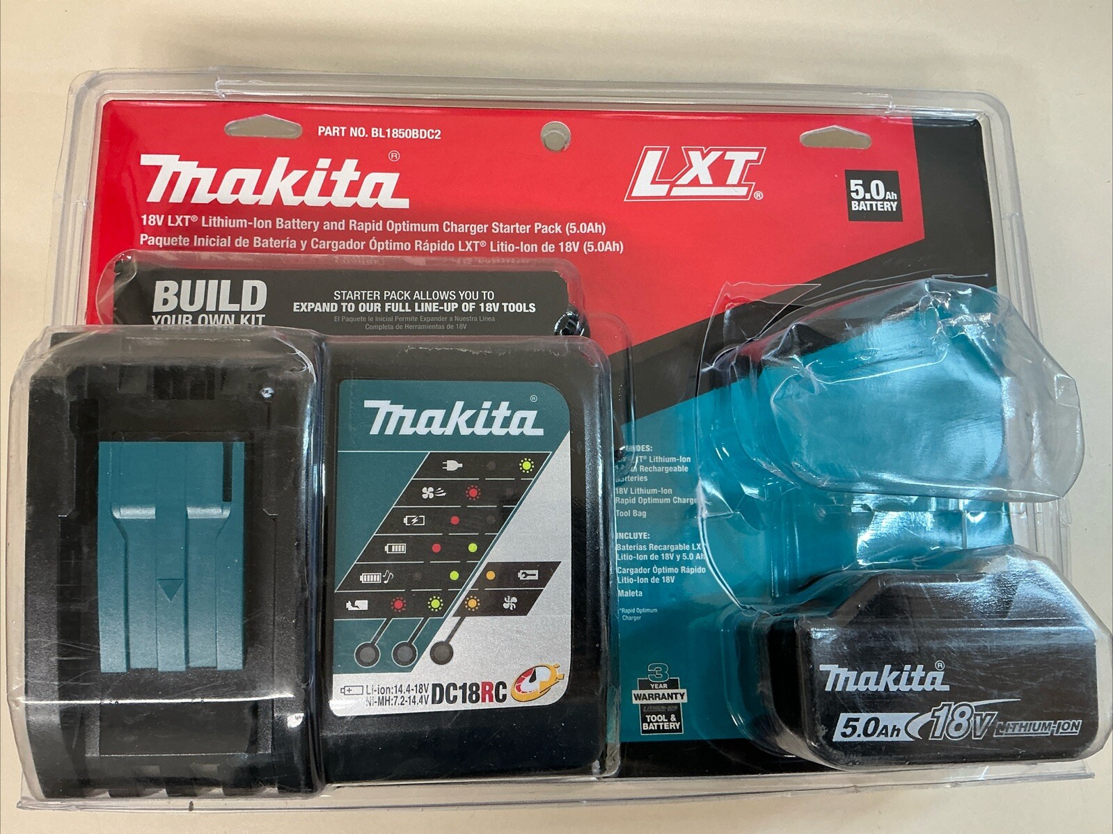 Makita BL1850B 18V Lithium-Ion (Li-Ion) Battery with Battery Charger & Bag