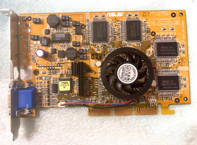 VINTAGE ASUS AGP-V7700 (D) PURE NVIDIA GEFORCE2 GTS 32M VGA CARD RND FAN MXB189