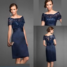 Navy Blue Mother Of The Bride Dresses Elegant Knee Length Short Party Gowns New