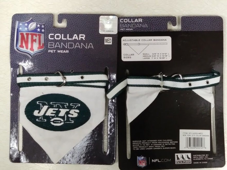 JETS Adjustable Collar BANDANNA Pet Wear Dog New NFL SMALL