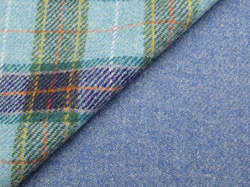 2 Piece Harris Tweed Craft Bundle with Label - Blue Purple Tartan - Picture 4 of 5