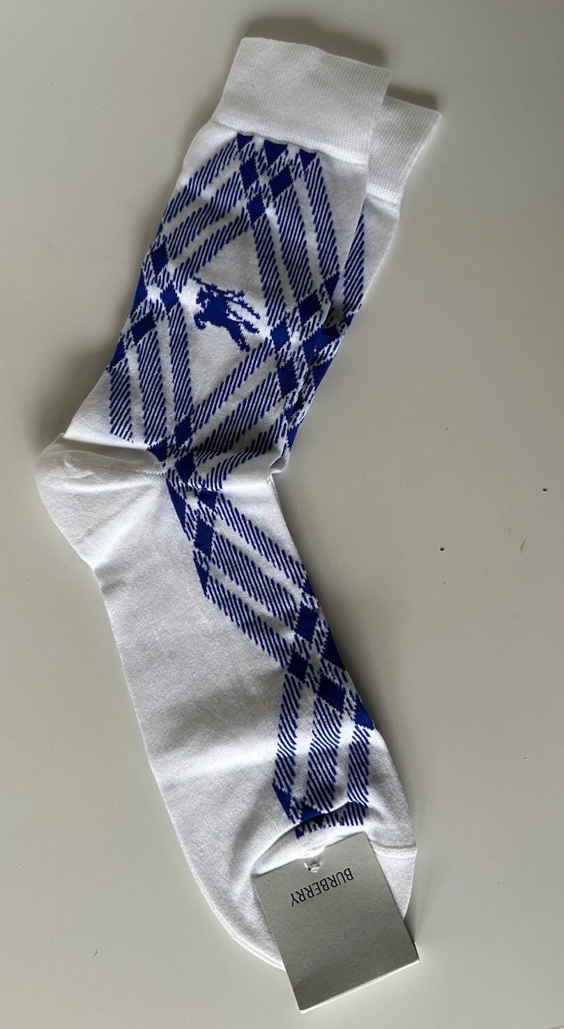 Calze Burberry 3 Bar Bianco Cavaliere L (12 13 US 45 46 Euro) 8079929 Nuove con etichette $140