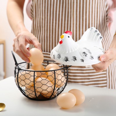 Almacenamiento de cocina alambre de Metal cesta de huevo w/cerámica