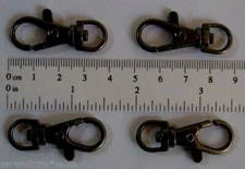 100  SWIVEL CLIPS / Snap Hooks  Gun METAL BLACK 1.5" long Clasps w/ lobster claw