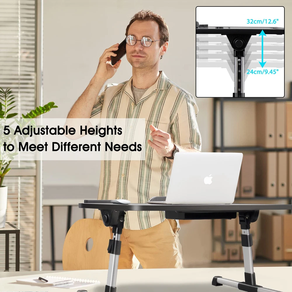 Laptop Stand for Bed, Adjustable Height and Angle, Laptop Lap Desk with Table...