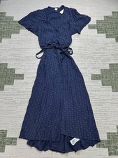 Gap Dress Womens Xl Blue Wrap Blouson Midi New 