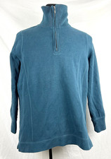 Eddie Bauer Blue 1/4-Zip Pullover Thick Rib Knit Cotton/Poly Sweatshirt 2XL