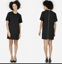 Everlane Japanese Goweave Black Full Zip Slip Dress Size 2 Minimalist Capsule