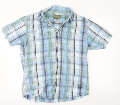 RE Work Herren blau kariert Knopfleiste Größe XL