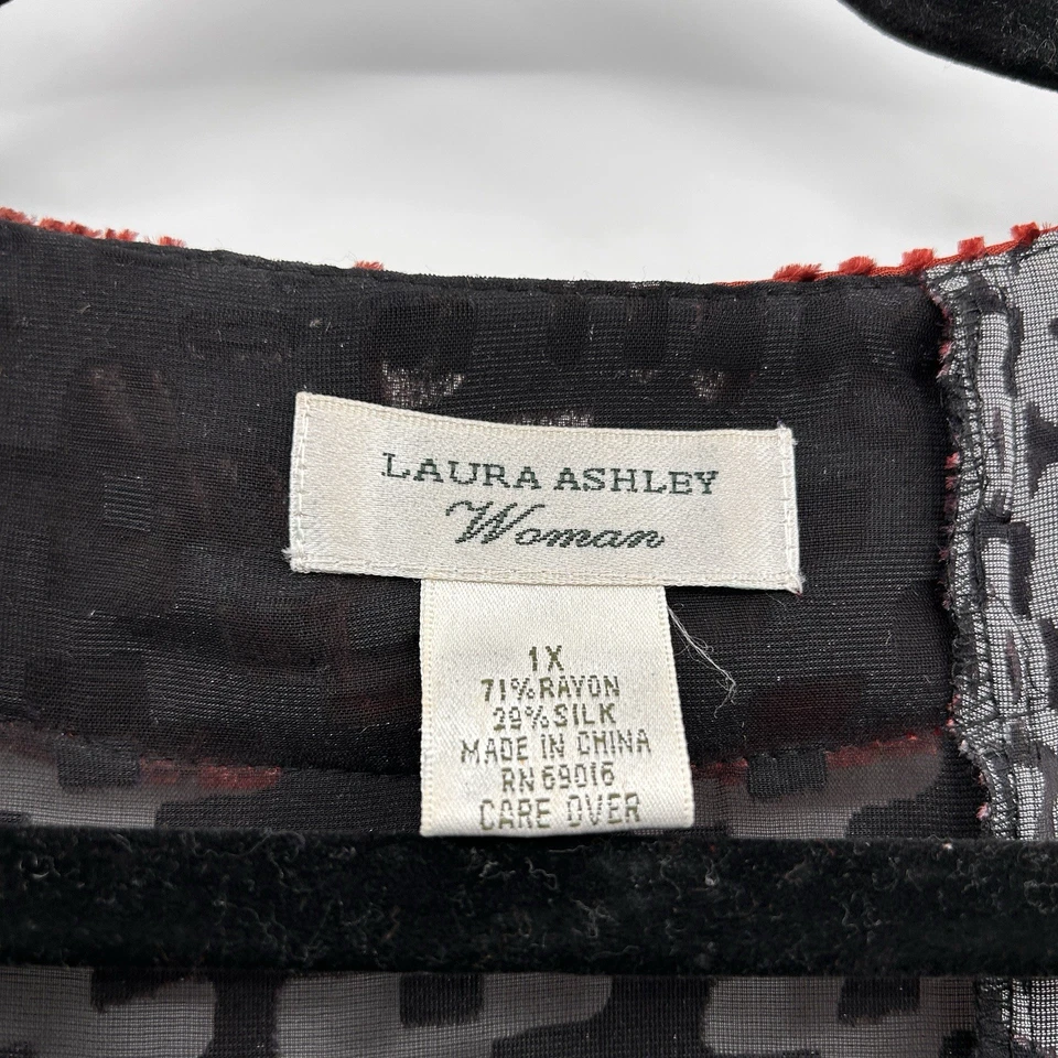 Chaqueta Laura Ashley Mujer Terciopelo Burnout Whimsigoth Mezcla Seda 1X Retazos Foto 4 de 4