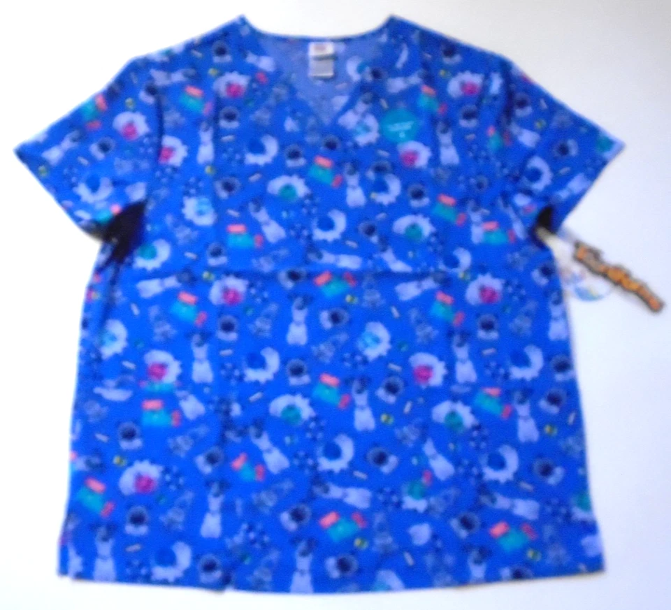 NWT Secret Life of Pets 2 Pullover V Neck Scrubs Polyester Spandex Unisex Large - Image 2 of 4