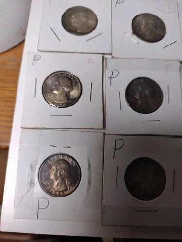 {Lot of 30} P+D - BU 1955 90 % Silver Washington - Toned- Free Ship- Spot+