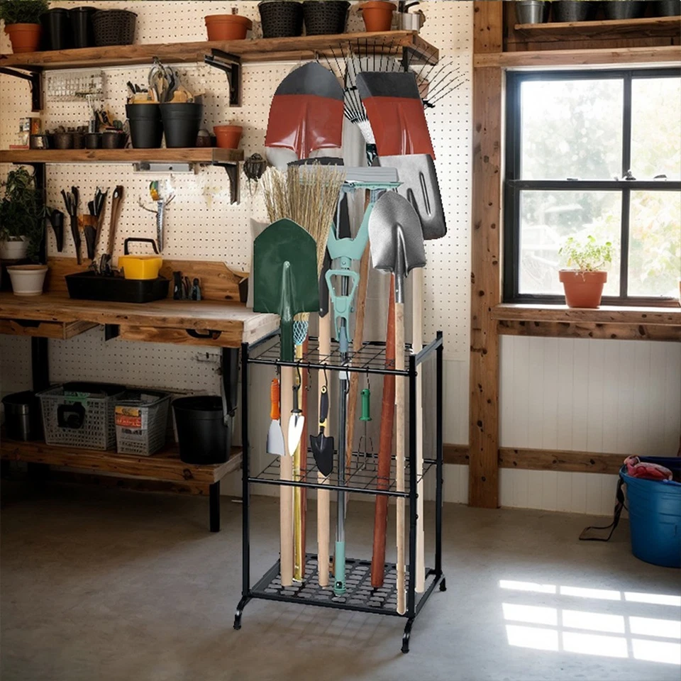 Organizador de herramientas de jardín, portaherramientas de patio exterior, organización y almacenamiento de garaje Foto 3 de 4