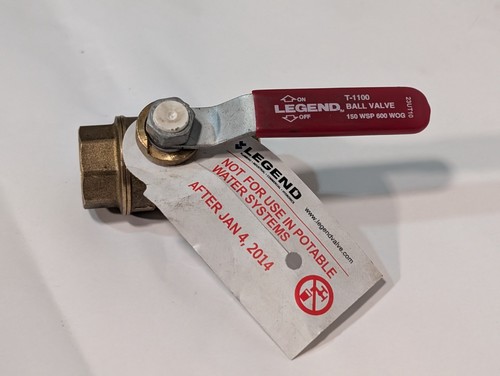 Legend Ball Valve T-1001 150 WSP 600 WOG, Copper w/ Red Handles, New with Tag