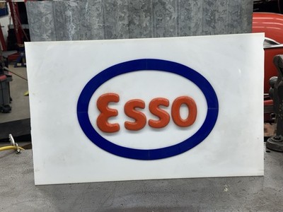 Vintage Esso Gas Station Embossed Light Up Sign Panel Lexan