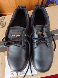 TROJAN LITES Black Leather Steel Toe Safety Shoes Size 8 Eu 42