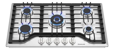 GASLAND 36 Inch Gas Cooktop w/5 Italy Sealed Burner  Cast Iron Stovetop NG/LPG