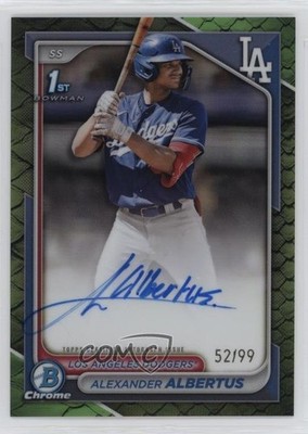 2024 Bowman Chrome Green Reptilian Refractor 52/99 Alexander Albertus Auto 0mw5