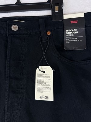 Levis Ribcage Straight Ankle Jeans 32 Womens 32x29 Black Levi s New NWT
