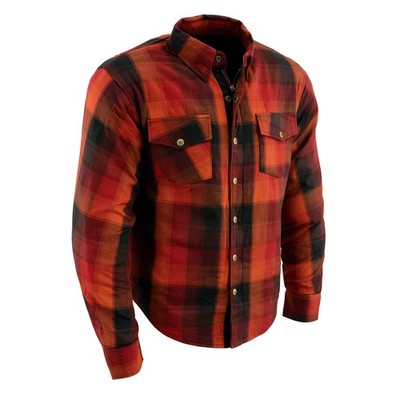 Milwaukee Leather MPM1641 Men's Plaid Flannel Biker Shirt with CE Approved Armor