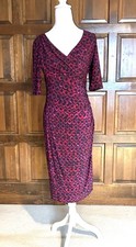 Lauren Ralph Lauren Size 4 Wrap Dress Red & Black Ruched Sheath Stretch Chic