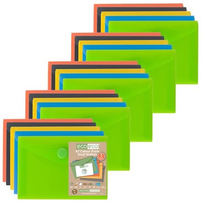 A7 50% recycelt verschiedene Farben Presse Brieftaschen Stud (25er Pack)