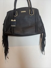 River Island Large Black Faux Leather Tote Bag Tassel Detail