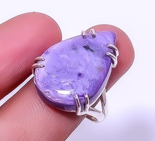 Charoite - Siberia 925 Sterling Silver Solitaire Handmade Ring s.11 R7919-17