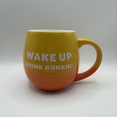 Dunkin Donuts Be Awesome Wake Up Drink Dunkin Coffee Mug 20oz Yellow Orange 2019