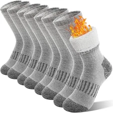 4 Pairs Kids Merino Wool Hiking Socks, Girls Boys, Thermal, Warm, Boot, Thick