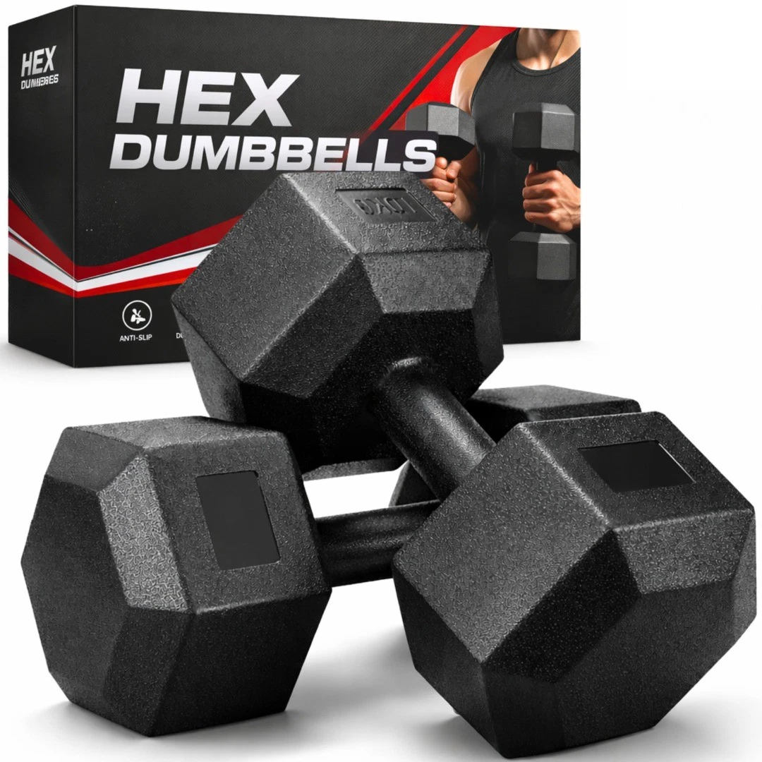 Hex Dumbbells Pairs Rubber Encased Cast Iron Gym Dumbbell Hand Weights Set
Opens in a new window or