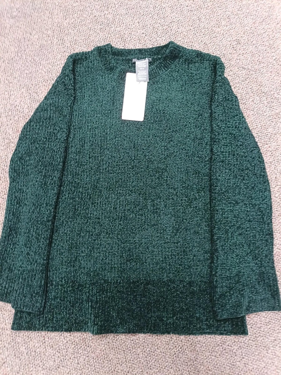 Matty M Women's The Chenille Crew Neck Sweater, HUNTER GREEN, Size